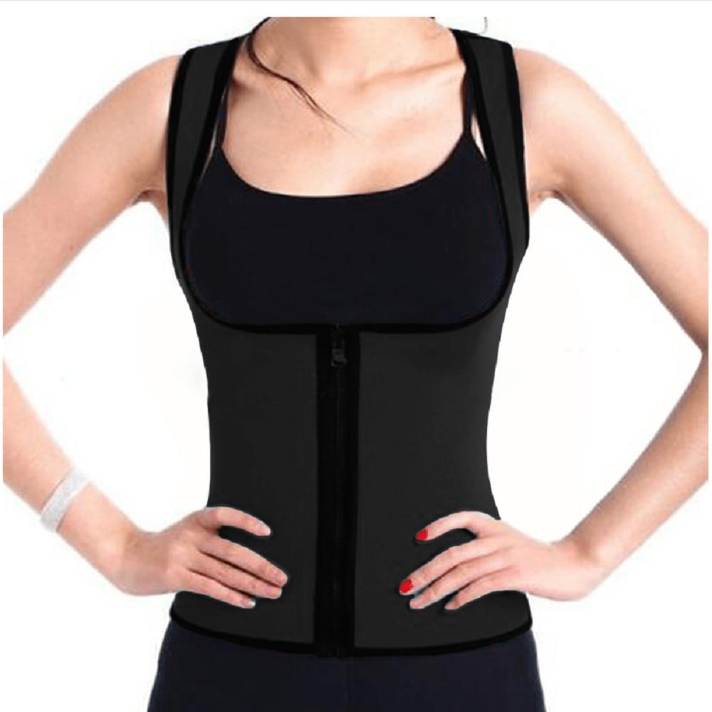 Women Sweat Sauna Vest Slim Body Shaper Corset Neoprene Zipper Waist Trainer Gym